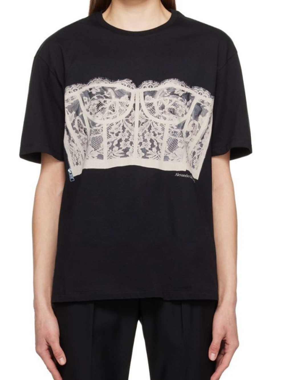 Alexander McQueen Lace Corset Graphic T Shirt